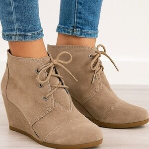 TOMS Suede Wedge Ankle Boots
